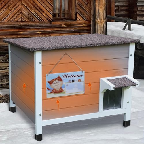 Rockever Insulated Cat House, 100% Insulated Outdoor Cat Houses for Winter Outdoor Cat Houses for Feral Cats Weatherproof All-Round Foam Design