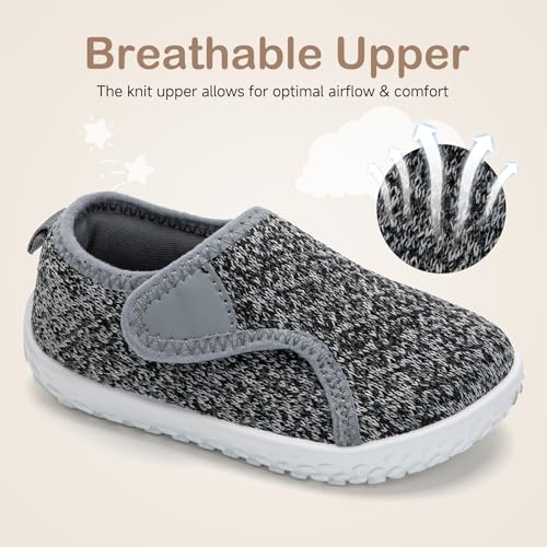 nerteo Toddler Boy Girl Sneakers Wide Toe Box Adjustable Barefoot Slip on Shoes Lightweight Walking Running Non-Slip Breathable Tennis Athletic School Gym Shoes2