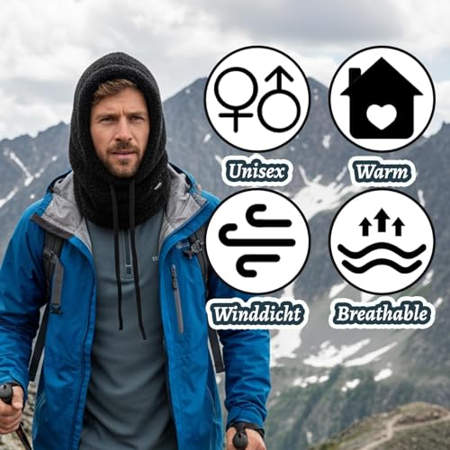 JazRvr Kapuzenschal Damen 2-in-1, Weiche Fleece Schalmütze mit integriertem Schal, Atmungsaktiv & Warm, Für Spaziergänge, Einkäufe und Reisen