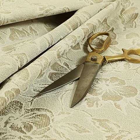Floral Pattern Lightweight Chenille New Cream Beige Upholstery Curtain Fabrics (10cm x 8cm Sample) Cover
