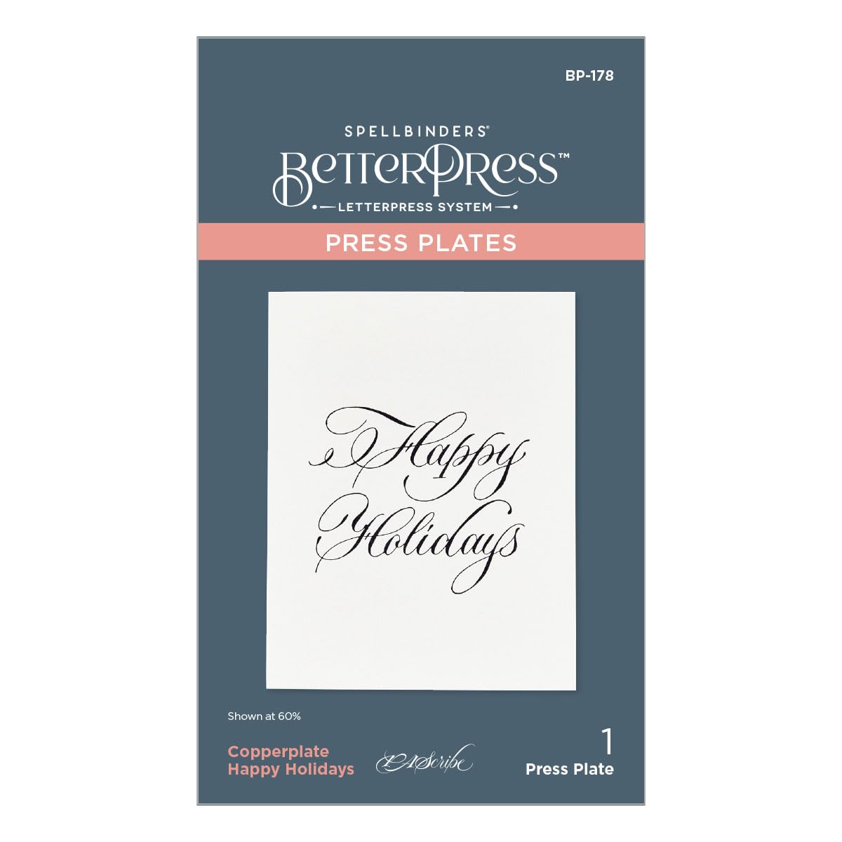 Spellbinders BP-178 Copperplate Happy Holidays Press Plate from The Copperplate Holiday Sentiments Collection by Paul Antonio
