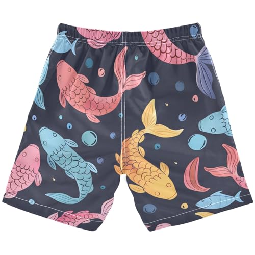 Red Yellow Blue Fishes Boys Swim Trunks, Quick Dry Toddler Beach Shorts Boy Swimwear Bathing Suit2