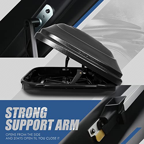 Image of Auto Dynasty Heavy Duty Hard Shell Roof Top Mount Car Storage Travel Luggage Box Cargo Carrier with Security Keys, 53 (L) x 34 (W) x 15 (H) Inches, Capacity 110 Pounds 11 Cubic Feet Tool-Free Install