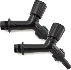 Kit 2 Torneiras Plásticas para Jardim, 1/2 Polegada, 10 cm, Preta, com Bico para Mangueira 3/8