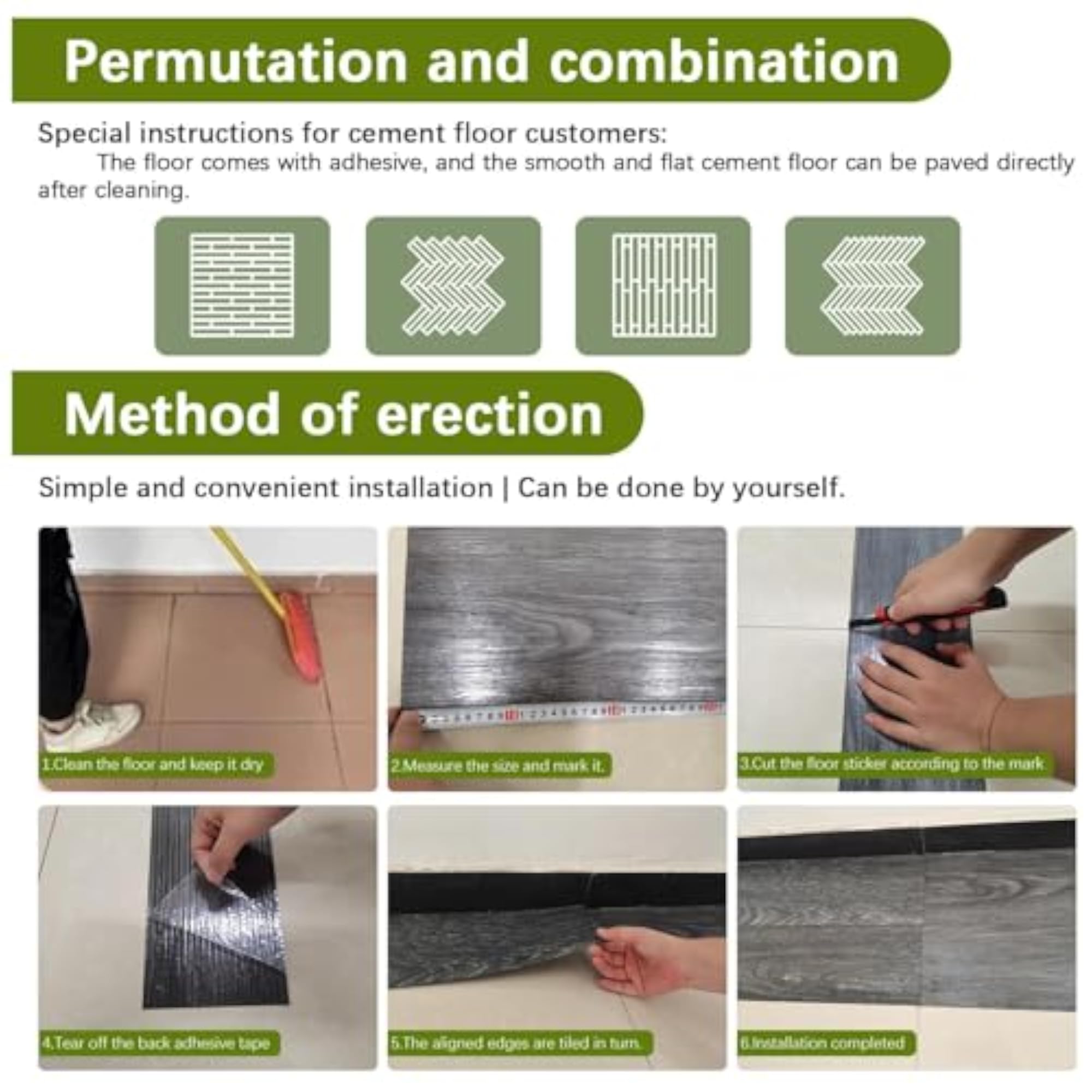 Flooring Tile Peel & Stick Vinyl Plank Waterproof Sticker