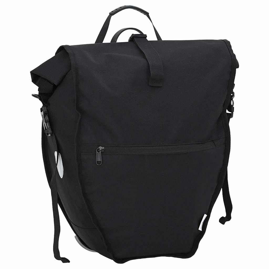 Borsa per bicicletta nera in poliestere idrorepellente, 32,5 x 17 x 57 cm, 0,85 kg, robusta e portatile per bici da città, MTB, E-bike, pendolari e escursioni all'aperto