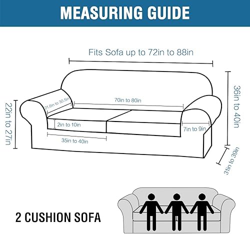 Miniatura 2 de H.VERSAILTEX 3 piezas de fundas de sofá para 2 cojines LoveseatSofá. Fundas de sofá para sala de estar, fundas de muebles (funda de base más 2