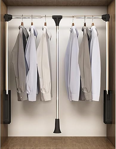 Barra de armario extraíble, capacidad de carga de 60 libras, acero inoxidable ajustable de 35 a 46.5 pulgadas, organizador de riel de elevación de