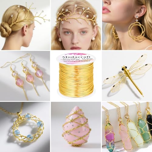 Image of Modacraft 20 Gauge Gold Jewelry Wire & 4-in-1 Pliers Kit - 82FT Tarnish Resistant Copper Craft Wire (0.8mm) for Wire Wrapping, DIY Jewelry Making, Christmas Ornaments & Holiday Decorations
