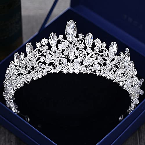 Haarschmuck Krone Diademe für Frauen, handgefertigt, silberfarben, Kristallkronen, Braut, Abschlussball, Festzug, Diadem, Königin, für Hochzeit, Haarschmuck, Prinzessin, Haarschmuck (Metall