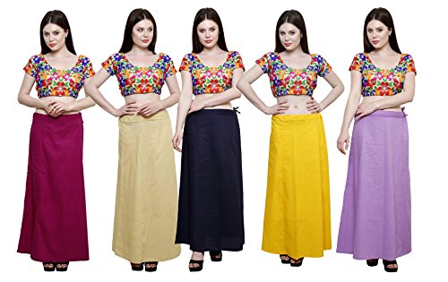 Image of Pistaa's combo of Women's Cotton Best Plain Solid Indian Readymade Inskirt Saree petticoats