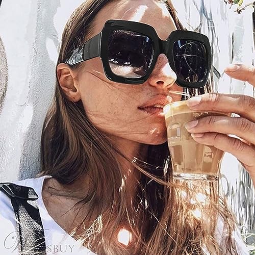 STORYCOAST Oversized Square Sunglasses Womens Retro Shades Luxury Big Sun Glasses UV400 Protection S01783