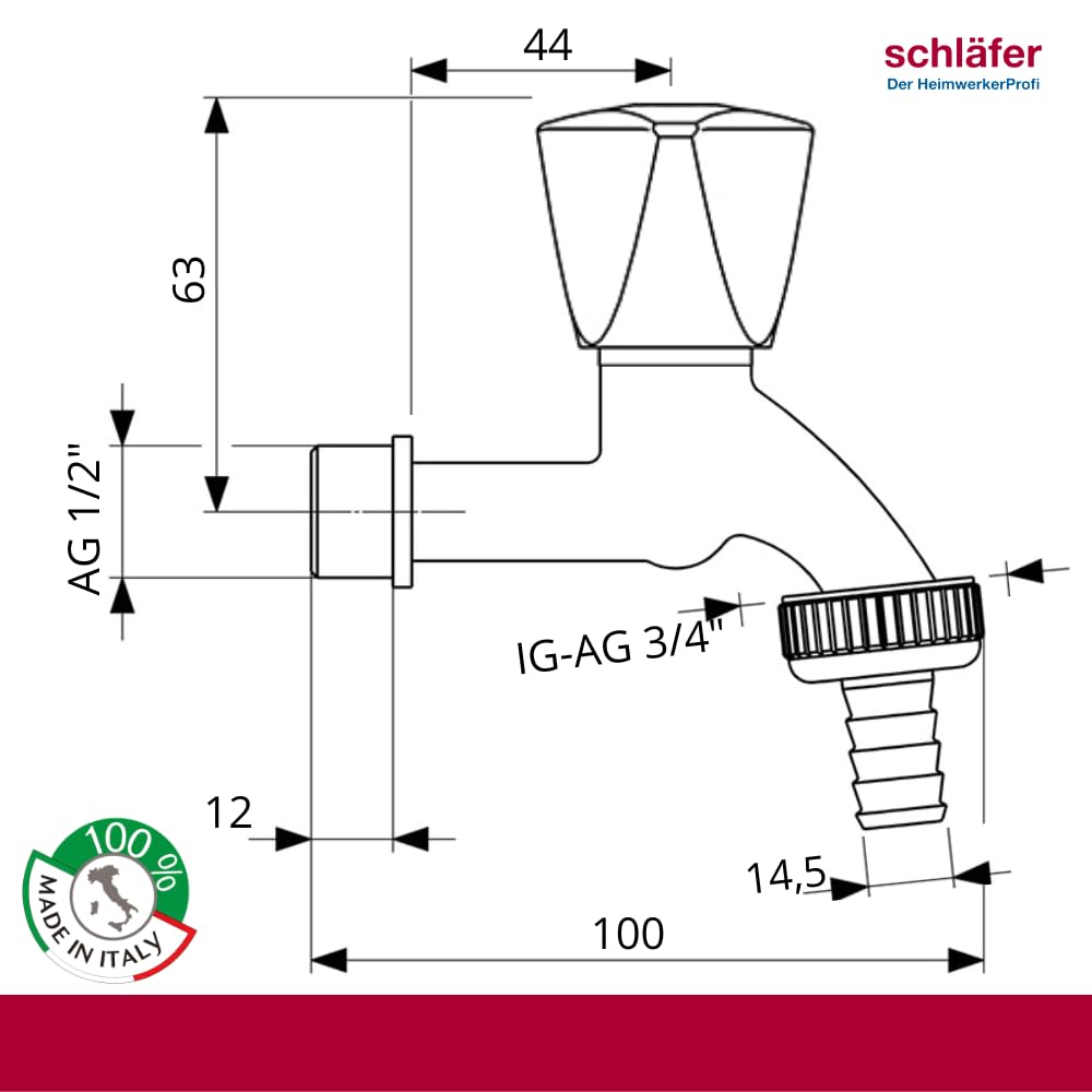 Schläfer 433110 1/2-Inch Drain Valve Chrome - Image 2
