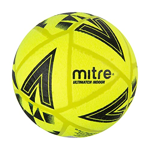 Mitre Ultimatch Hallenfußball | formbeständig | Ball Fußball, Gelb/Schwarz, 5