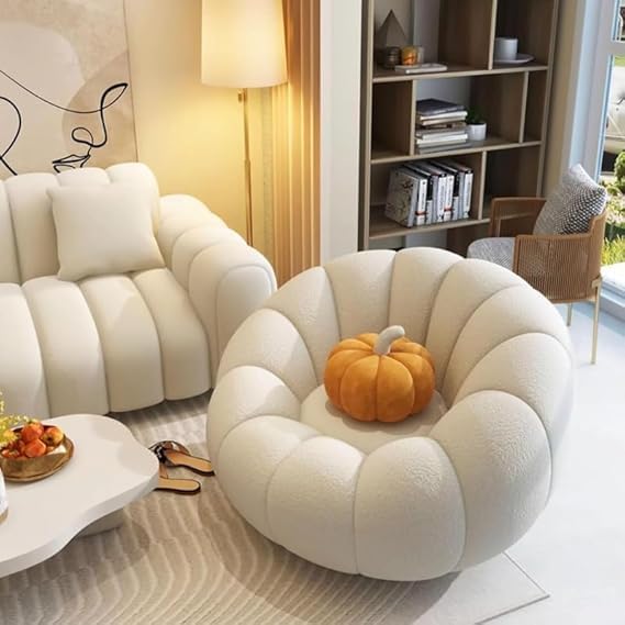 ELITEWOOD Accent Chair for Living Room | Pumpkin Lounge Chair in
