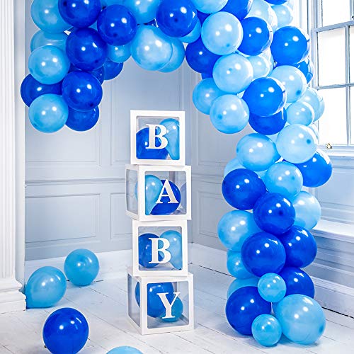 BabyBoom Bundle Baby Shower Box Decoration - Complete Set with Balloons & Baby Letters in Boxes - Perfect for Gender Reveal Parties - Create Beautiful Arches & Garlands - DIY Decorating Kit for Boys