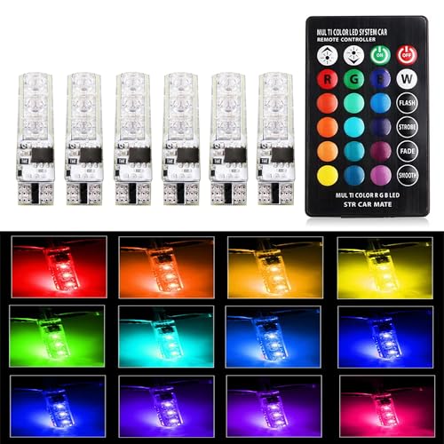 6 pack 194 T10 LED Bulb RGB con Control Remoto miniatura 1
