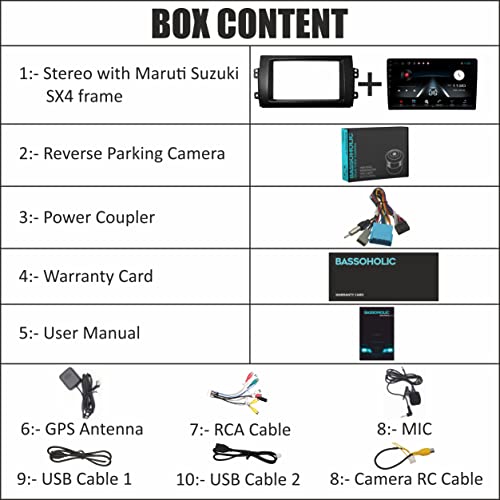 Image of 9 Inches Advanced Car Radio Receiver Android OS System for Maruti SX4 with 2GB /32GB RAM & ROM, Gorilla Glass /Full HD Display /WiFi /GPS /Steering Wheel Connectivity and HD Parking Camera