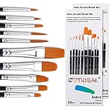 GOTIDEAL Paint Brush Set, 20 Pcs Round Pointed Tip, Nylon Hair Brushes for Acrylic, Watercolor, Oil and Gouache Painting，Body, Face Nail Art, Detailing and Rock Painting, Perfect for Kids & Adult