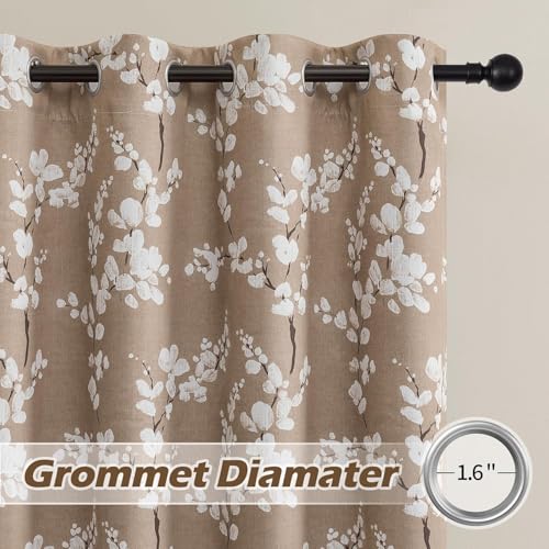Image of BFAM Floral Print 100% Blackout Curtain with Black Linning at Back, Floral Print Curtains for Living Room /Bedroom Thermal Insulated Energey Saving Blossom Curtain, Pack of 1 Curtain