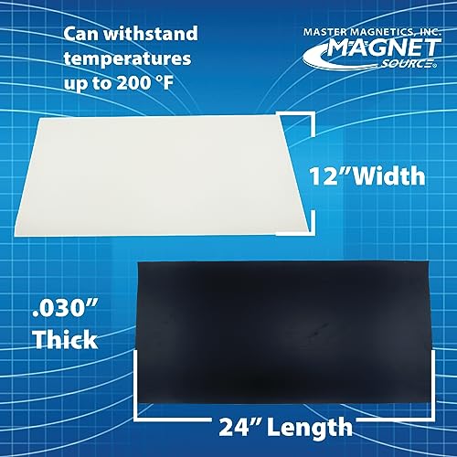 Master Magnetics Magnet Sheet - Magnetic Paper, 12" Wide, 24" Long, White Vinyl Front, 08505