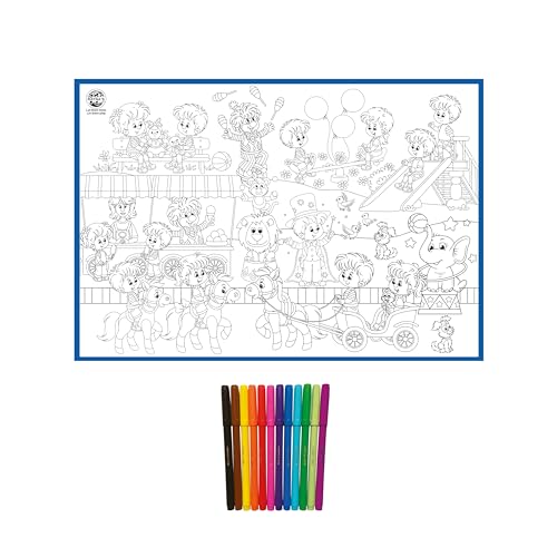Image of Ratna's My Coloring Mat Carnival Printed Mat of Size 40 x 27 Inches, Washable & Reusable Colouring Kit for Kids 3+ Years