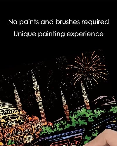 BESTING Kits de arte em papel de raspar para adultos, pintura de arranhões, 4 peças, 40,6 cm x 28,4