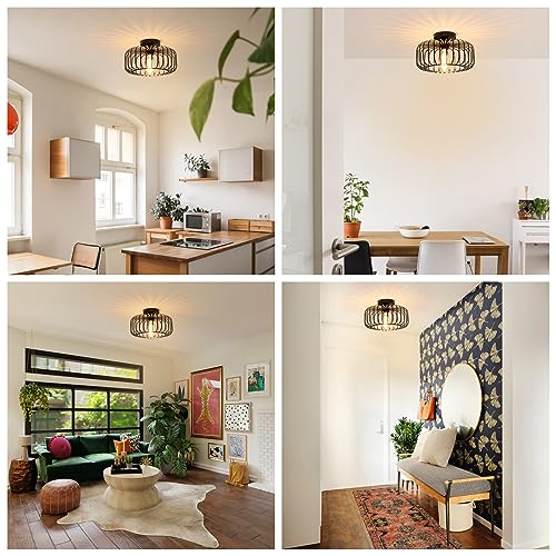 FRIDEKO HOME Deckenlampe Schwarz Modern Deckenlampe aus Metall E27-Fassung,1 Flammige Runde Lampenschirm Hängelampe für Küche Flur Wohnzimmer Schlafzimmer Esszimmer 4