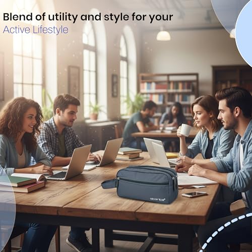Image of Storite Toiletry Bag for Men & Women - Blue | Water-Resistant Polyester Travel Pouch for Storing Toiletries Shaving Kit Makeup Cosmetics & Daily Travel Essentials