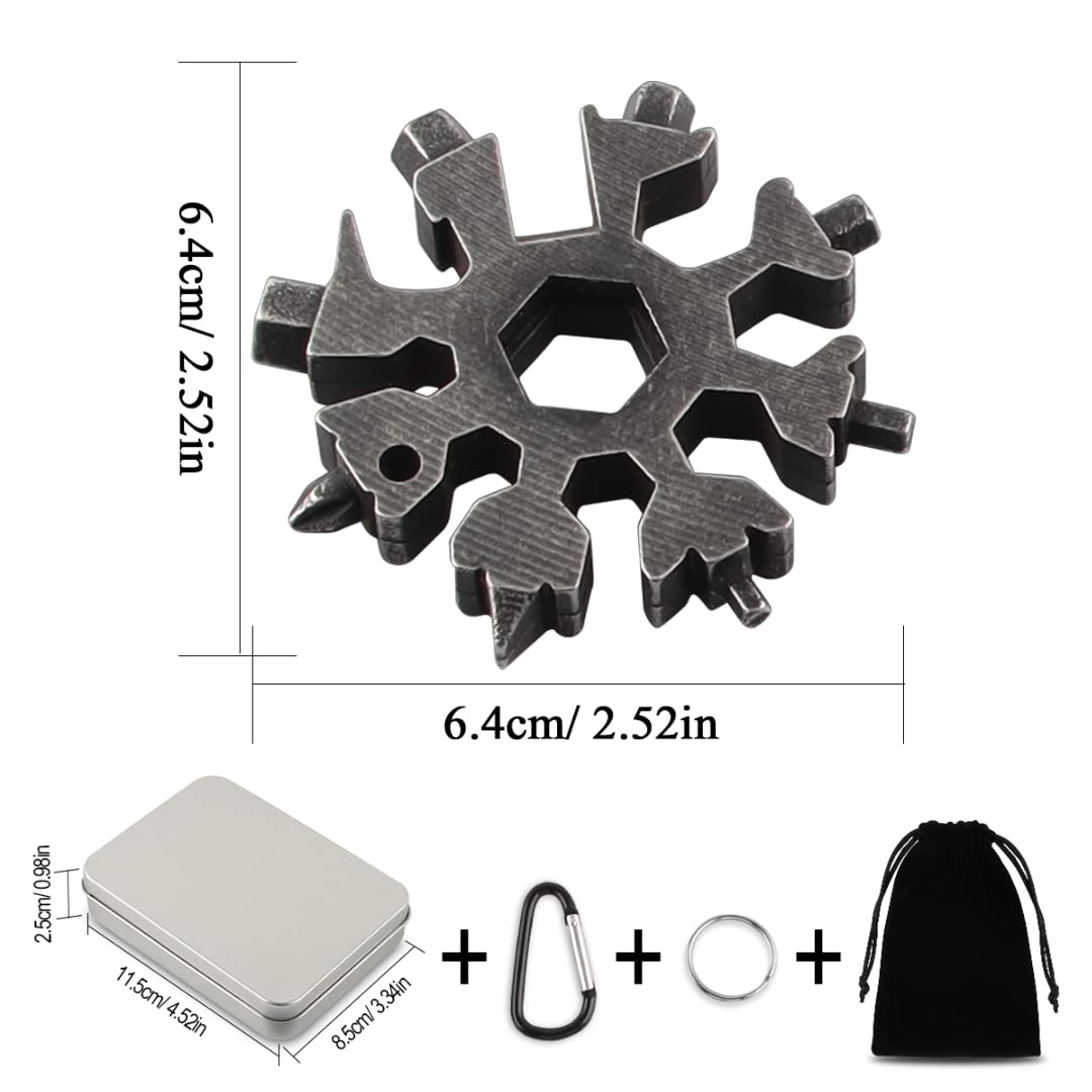 Produktbild von 18-in-1 Multitool: Schneeflocke-Design Aus Edelstahl Mit 9 Bits - Dein Alleskönner Für Unterwegs