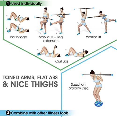 image for Yes4All Total Body Workout Weighted Pilates Bar, Body Bar For Exercise