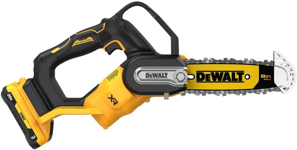 DEWALT 20V MAX 8 inch Brushless Cordless Pruning Chainsaw with 3 Ah Battery Included (DCCS623L1)