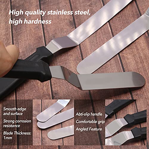 Angled Icing Spatula Set And 3 Packs Cake Scrapers Smoother, Stainless Steel Offset Spatulas Cake Frosting Spatula Set For Pastry Decorating Tools #TOP3