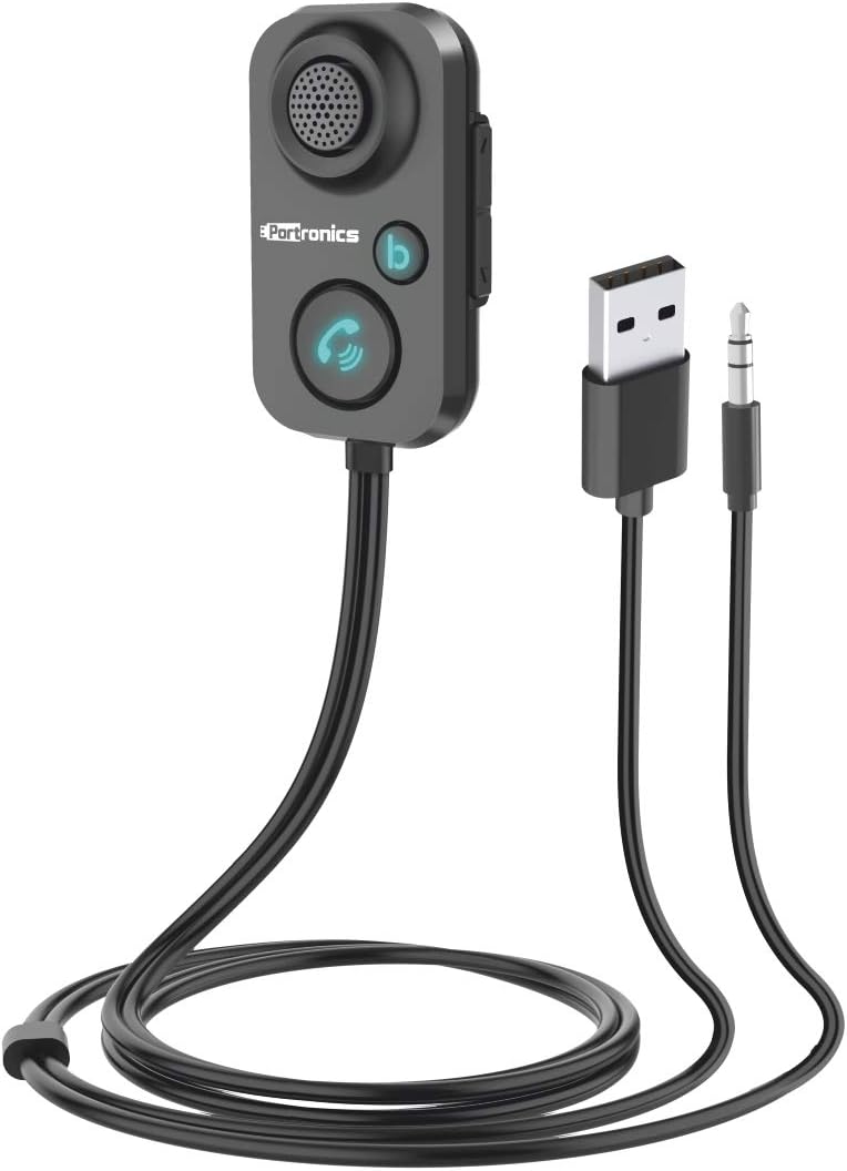- Portronics AUTO 12 in-Car Bluetooth Receiver for Handsfree Calling, Music System, Supports All Smartphones (Black)
