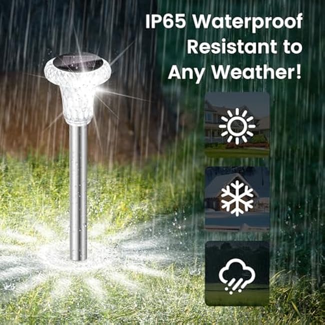 6 Pack Solar Pathway Lights Outdoor Solar Lights Waterproof LED Solar Garden Stake Lights Solar Powered Landscape Lighting for Walkway Yard Driveway Lawn