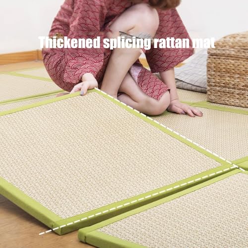 Tapis de sol pliable en rotin naturel respirant pour chambre d'amis, méditation et sommeil d'été