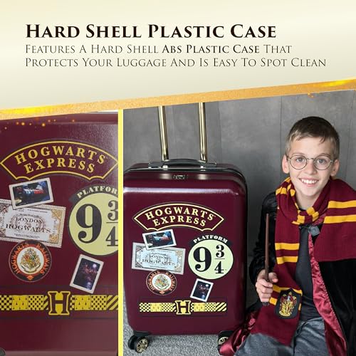 FUL Harry Potter Rolling Luggage, Hogwarts Express Hardshell Suitcase with Spinner Wheels, Burgundy, 21 Inch4