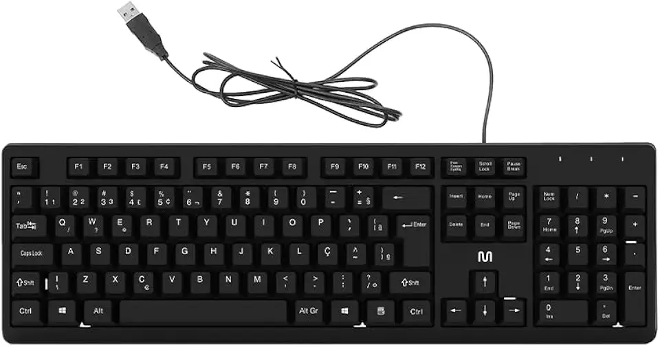 Teclado com Fio USB Resistente e Silencioso com 120 cm - TC600