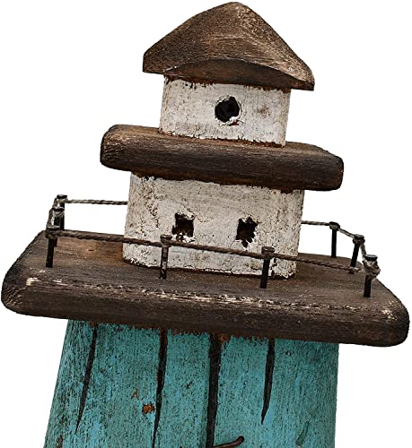 Linfevisi Wood Lighthouse Decor Rustic Light House Figurine Decor Wooden Decorative Nautical Lighthouse Statue Coastal Beach Themed Lighthouse Decoration Tabletop Handmade Light House Decor #TOP6