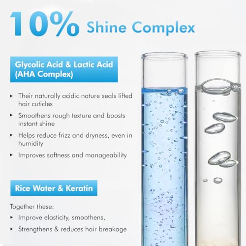 Image of mCaffeine Glossy Hair Conditioner for Dry & Frizzy Hair| 10% Shine Complex with Glycolic Acid & Keratin| Smoothens Hair Fiber| 48 Hr Frizz Control| Fresh Floral Fragrance - 200ml