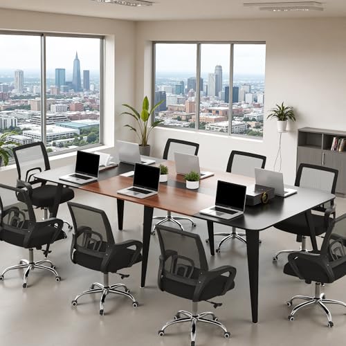Homall 8FT Conference Table, 94.48L x 47.24W x 29.92H Inches Meeting Table with Cable Grommets, Seminar Boardroom Table Workstation for Office Conference, Meeting Room (Walnut & Black)
