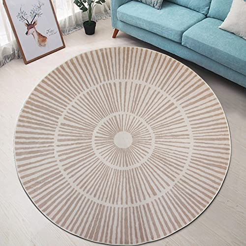 Image of Lacomfy Modern Abstract Rug 5.2Ft Large Round Bedroom Rug Soft Mat Contemporary Living Room Nonslip Floor Carpet Geometric Dining Room Area Rug Circle Carpet Throw Rug for Home Decor, Coffee