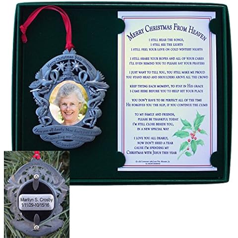 Engraved Merry Christmas From Heaven Photo Holder Ornament Cover