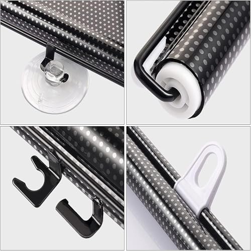 Blinds,Blackout Curtain,Punch-free Retractable Balcony Sun Shade,Sunscreen Insulation Shading Curtain Window Shade Blind Kitchen Office Car Privacy ScreenSuction Cup Roller (58cmx125cm, Black