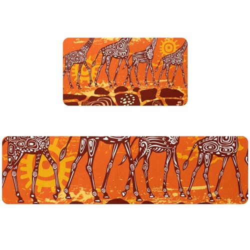 Alfombrillas de cocina lavables con diseño de jirafas y base antideslizante 2