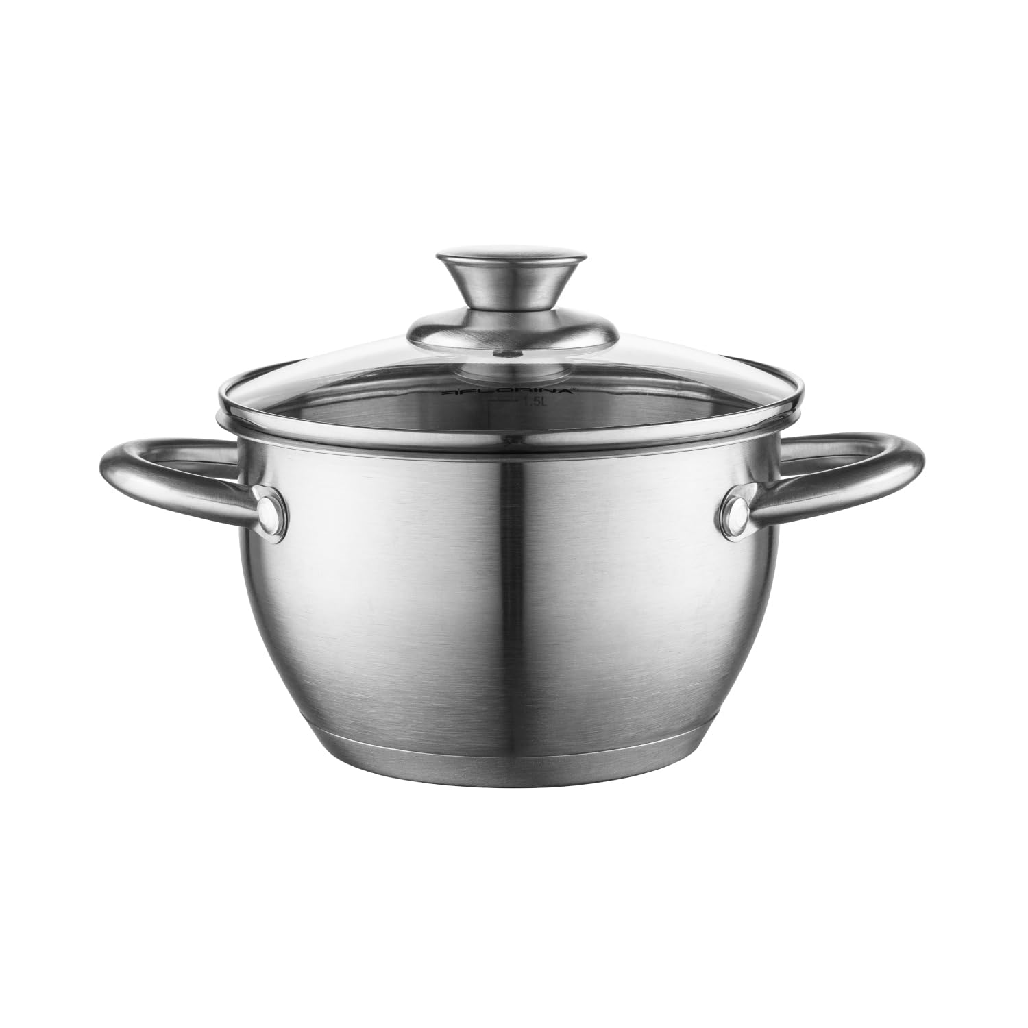 FLORINA Pentola in Acciaio Inox (2,3 l) 18 cm I Pentola con Coperchio in Vetro Henry I Adatta alla Lavastoviglie I Pentola per Pasta, Zuppa I Ideale per Tutti i Tipi di Fornelli e Induzione