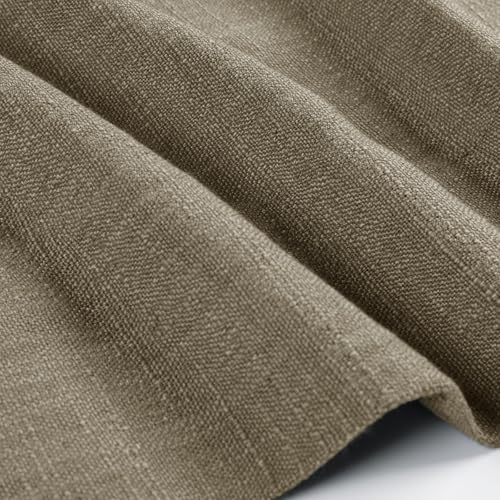 Image of TWOPAGES 52 inch inch W x 30 inch inch L Linen Blend Cafe Curtains for Kitchen Window, Light Filtering Pinch Pleated Tier Curtains, Modern Farmhouse Half Window Curtains for Bathroom, Taupe Grey, 2 Panels
