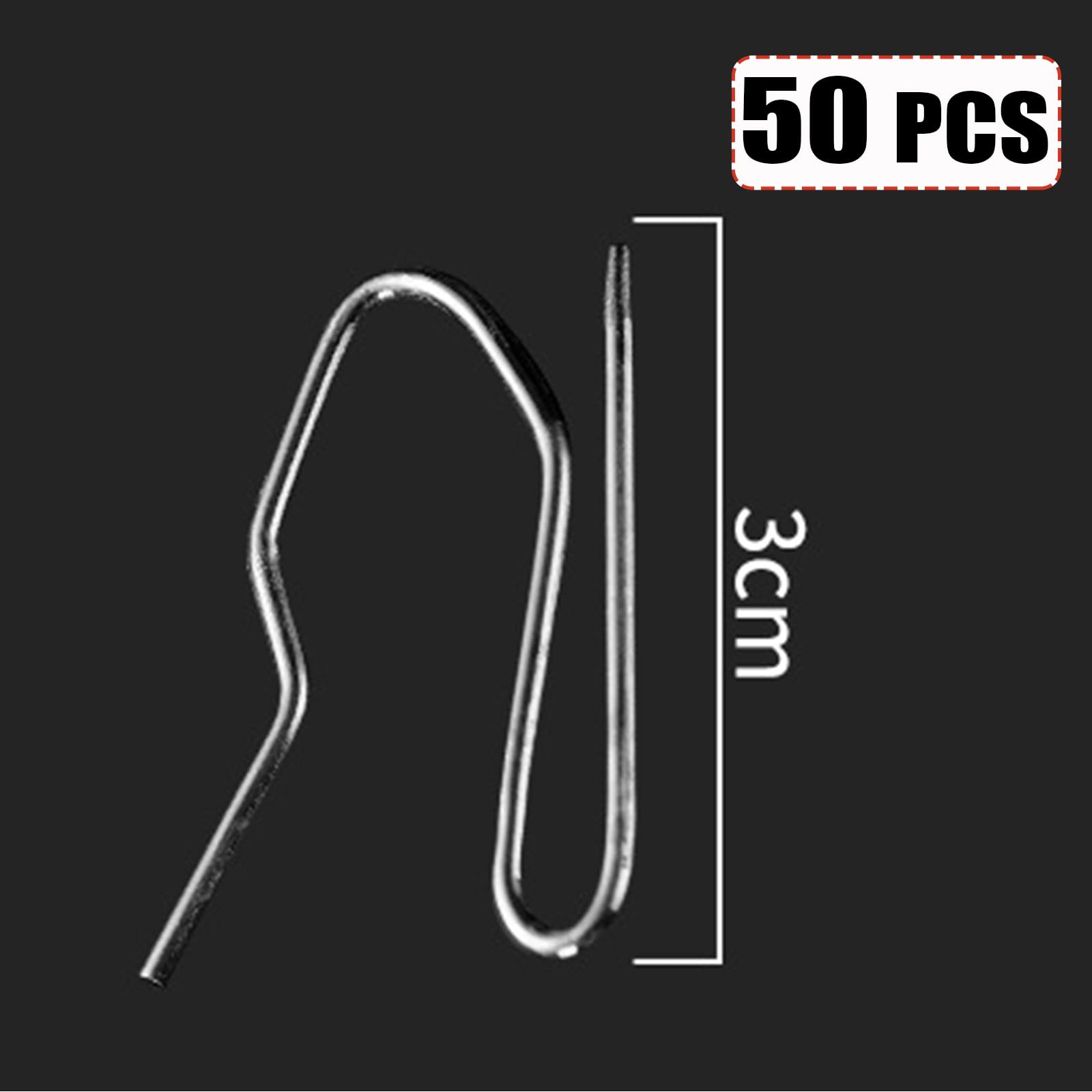 Heavy Duty Zinc Metal Drapery Pin Hooks (50 Pack) for Pencil Pleat Curtains - Image 2