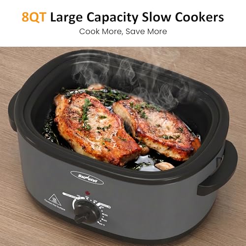 Image of Sunvivi Electric Roaster Oven for Small Families, 8QT Portable Roaster with Self-Basting Lid Defrost & Keep Warm, Adjustable Temp 150F-450F for Baking, Slow Cooking, Buffet Serving & RV Camping