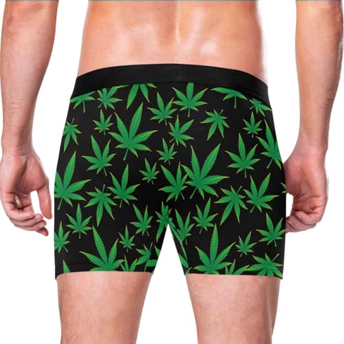 Men's Marijuana Weed Cannabis Leaf Boxer Briefs Soft Comfort Sports Underwear S-XXL3